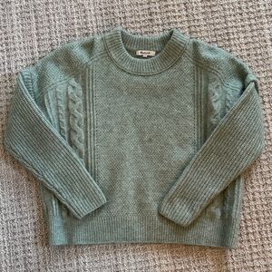 Madewell Green Cable Knit Sweater